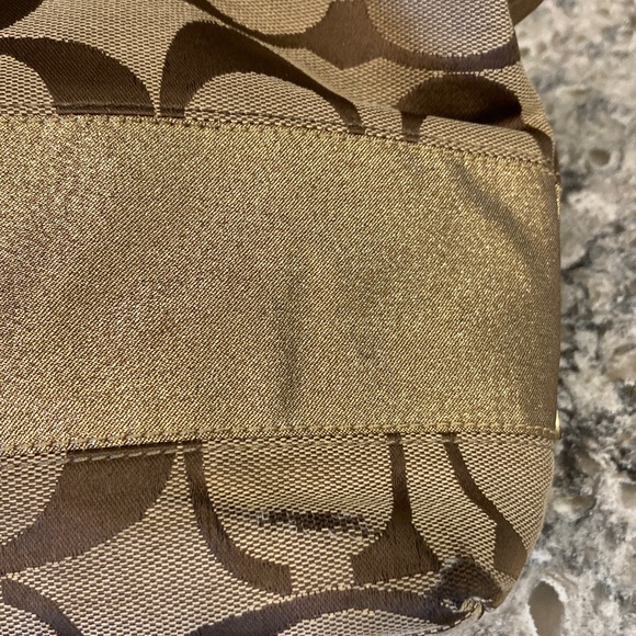 Coach Tan, Brown & Gold Sparkle Shoulder Bag - Picture 7 of 12